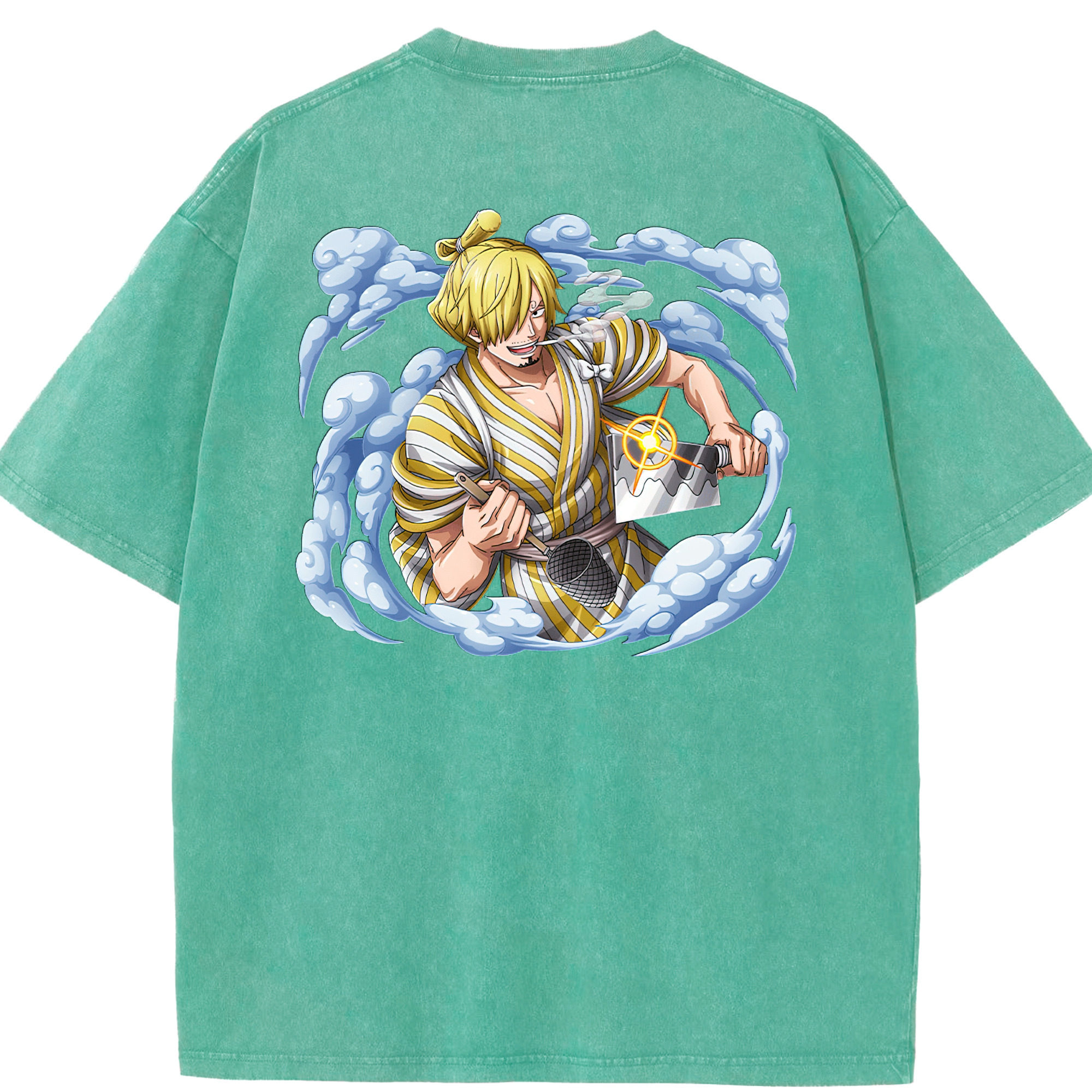 ワンピース サンジ ONE PIECE Sanji 綿100% ヴィンテージ風 半袖Tシャツ（背面プリント）
